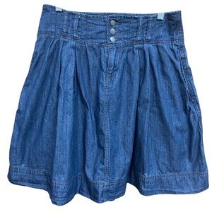 Nine 9 West Denim Skater Flare Skirt Snaps Zipper Size 6 27 Pockets